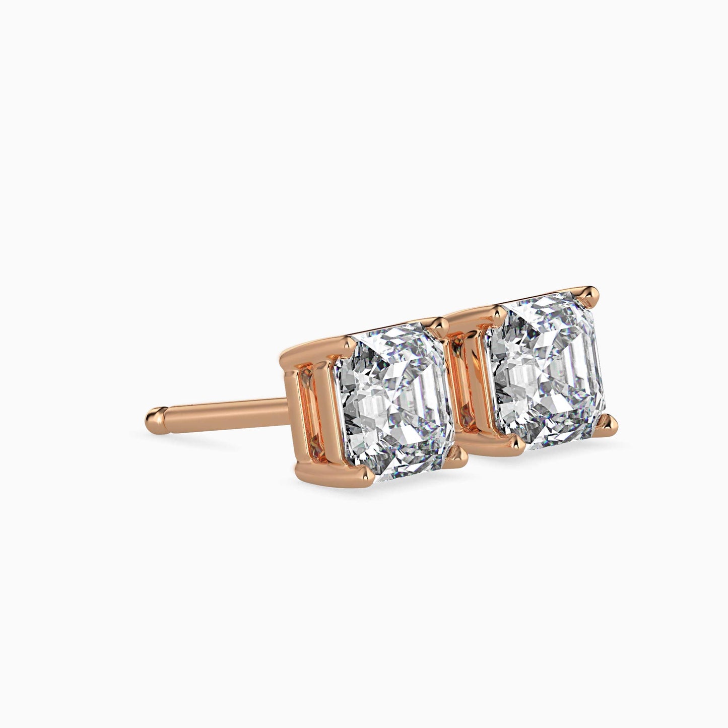 1 Carat Asscher Solitaire Studs