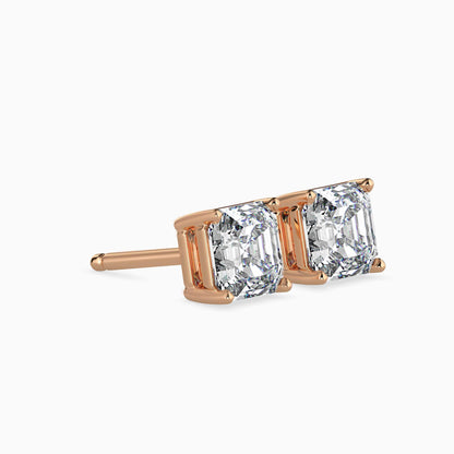 1 Carat Asscher Solitaire Studs