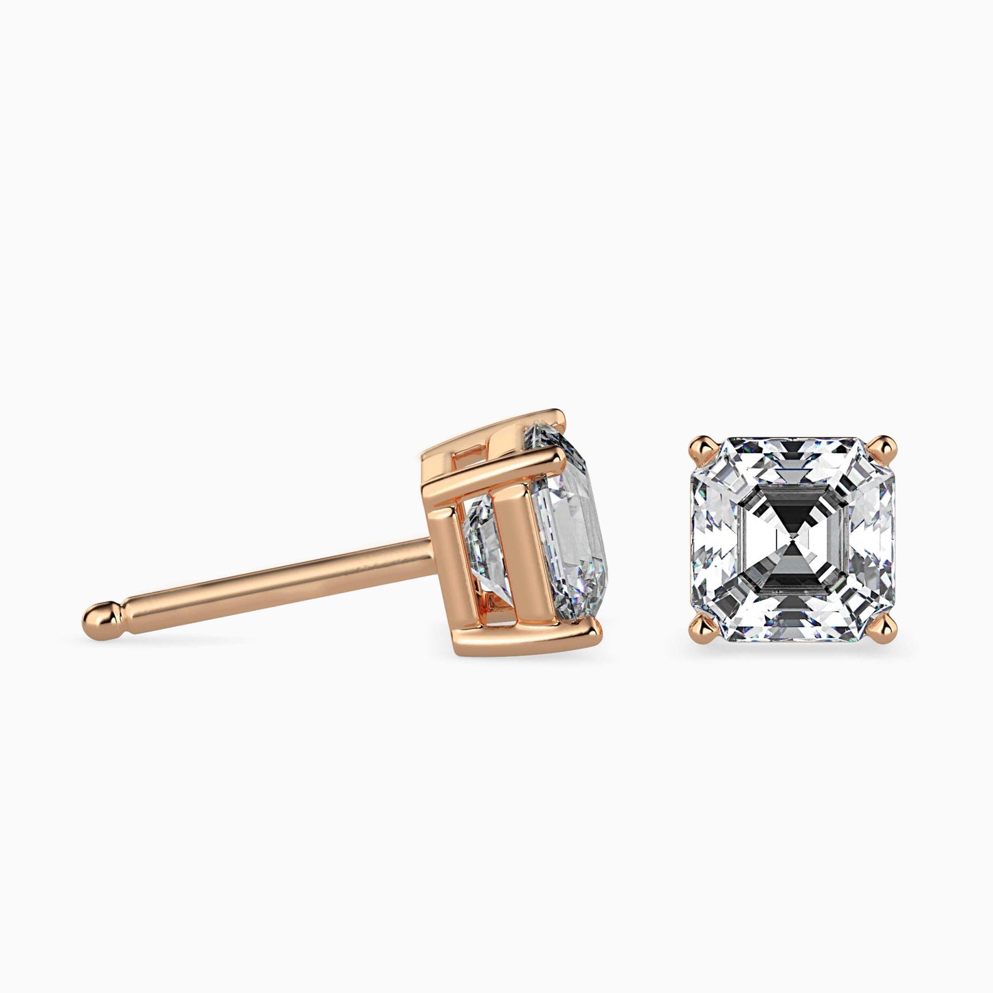 1 Carat Asscher Solitaire Studs
