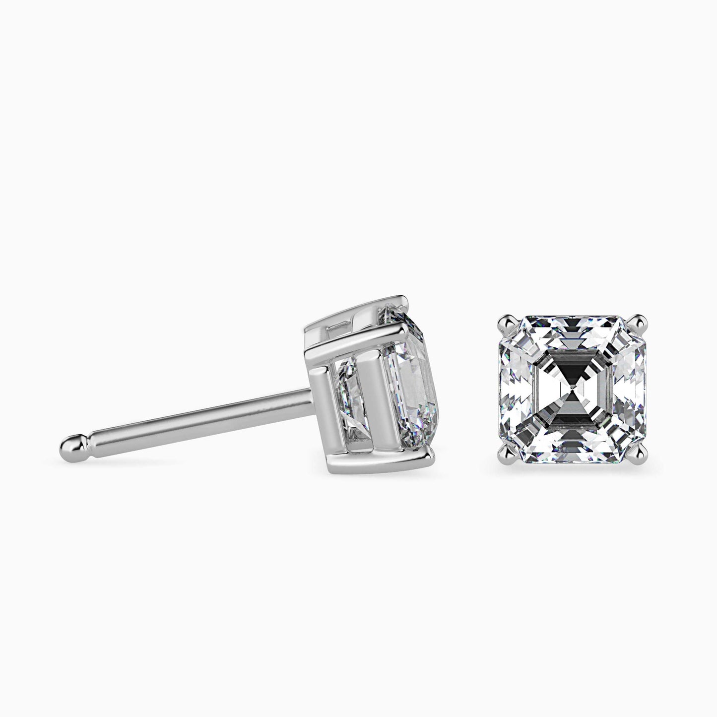 1 Carat Asscher Solitaire Studs