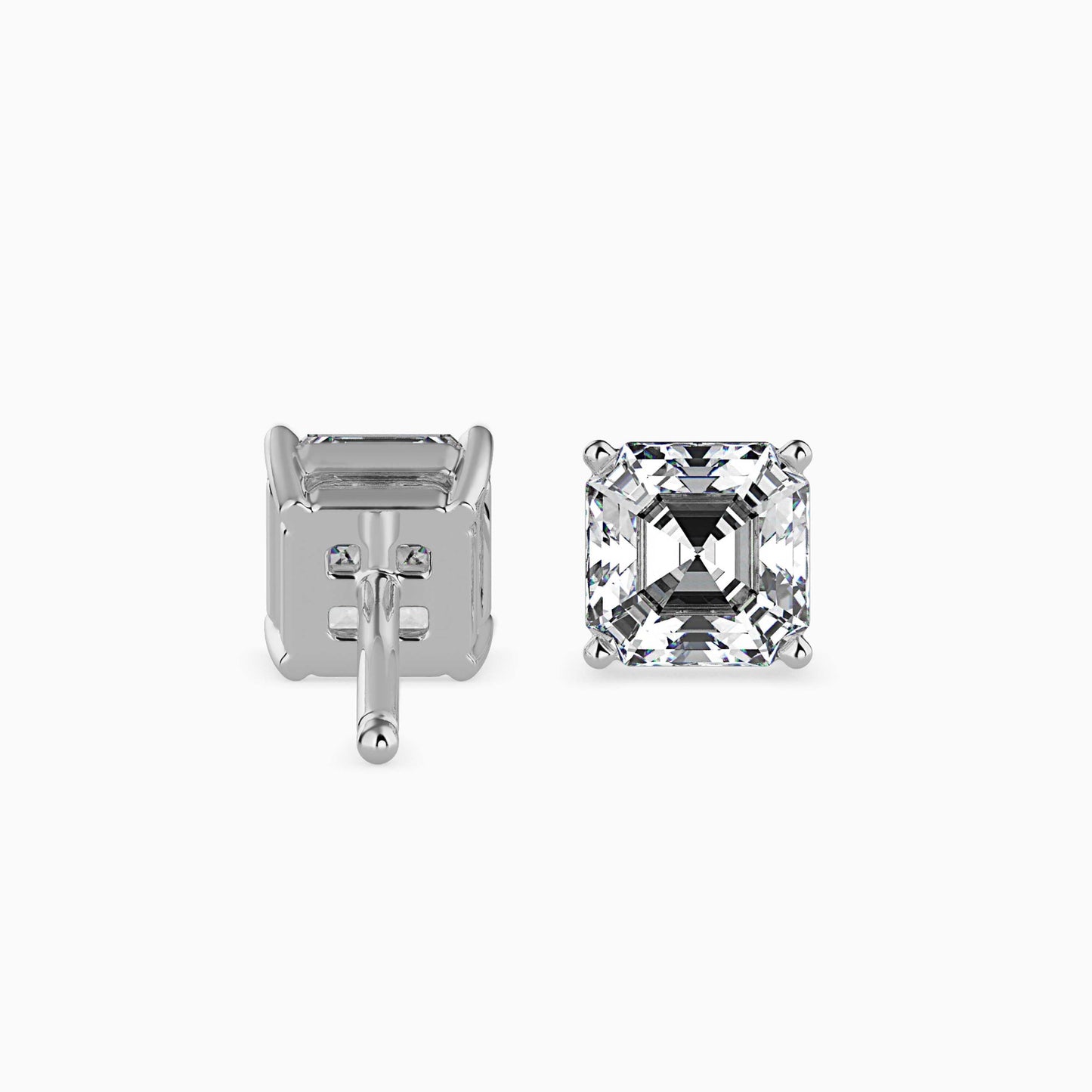 1 Carat Asscher Solitaire Studs