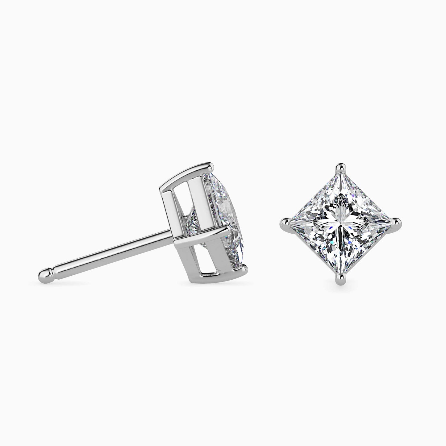 1 Carat Princess Solitaire Studs
