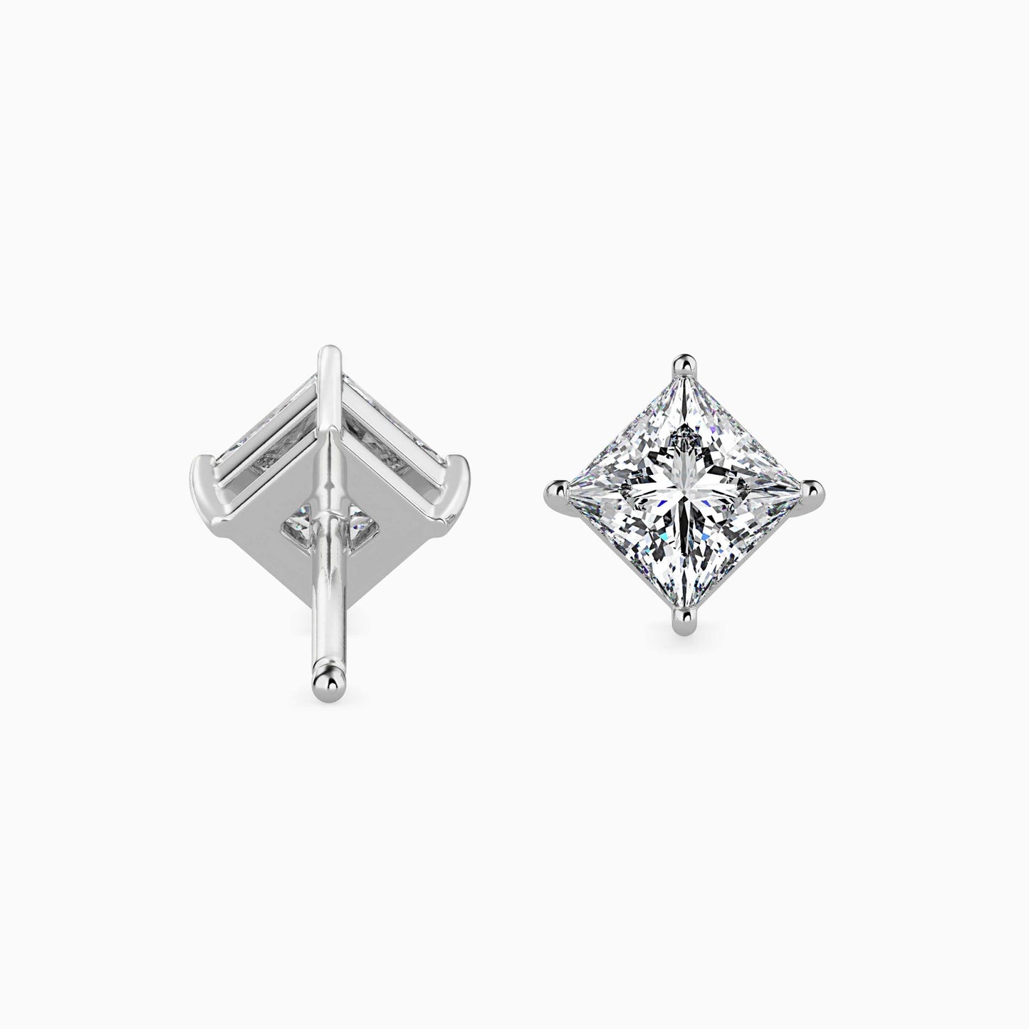 1 Carat Princess Solitaire Studs