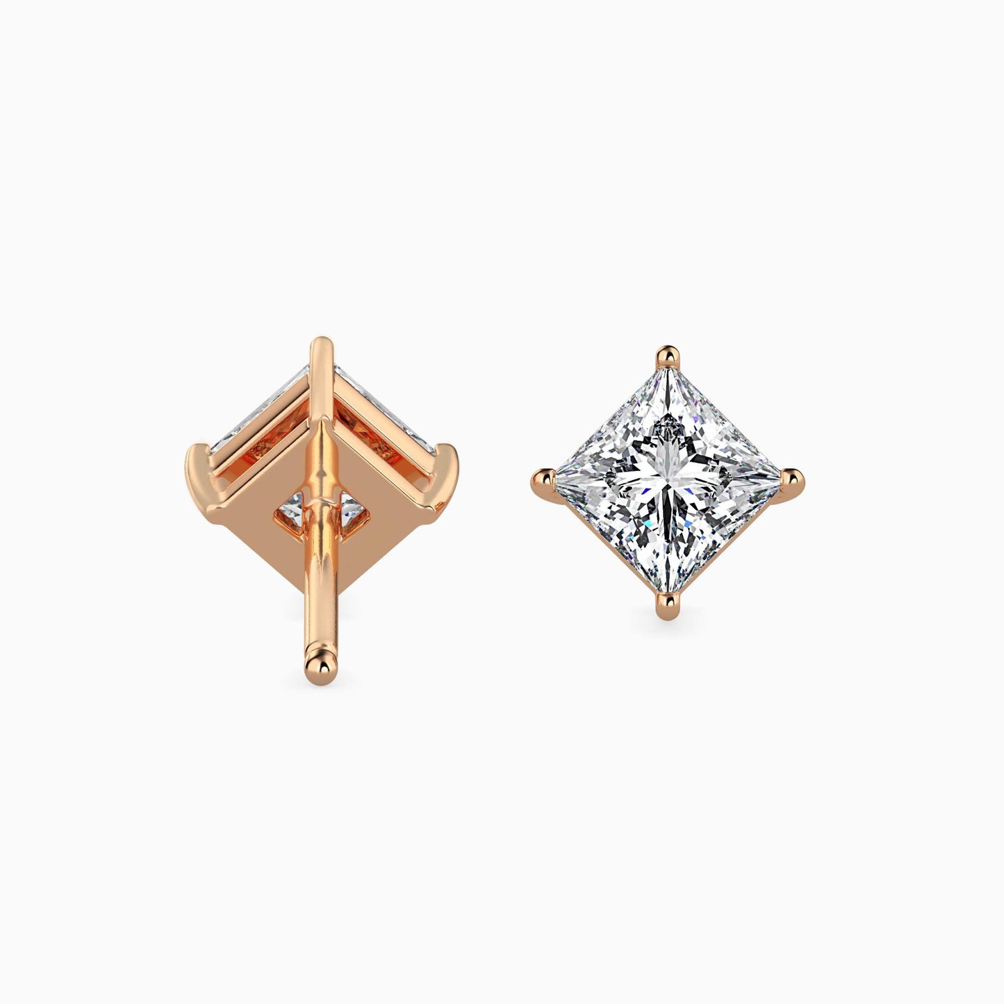1 Carat Princess Solitaire Studs