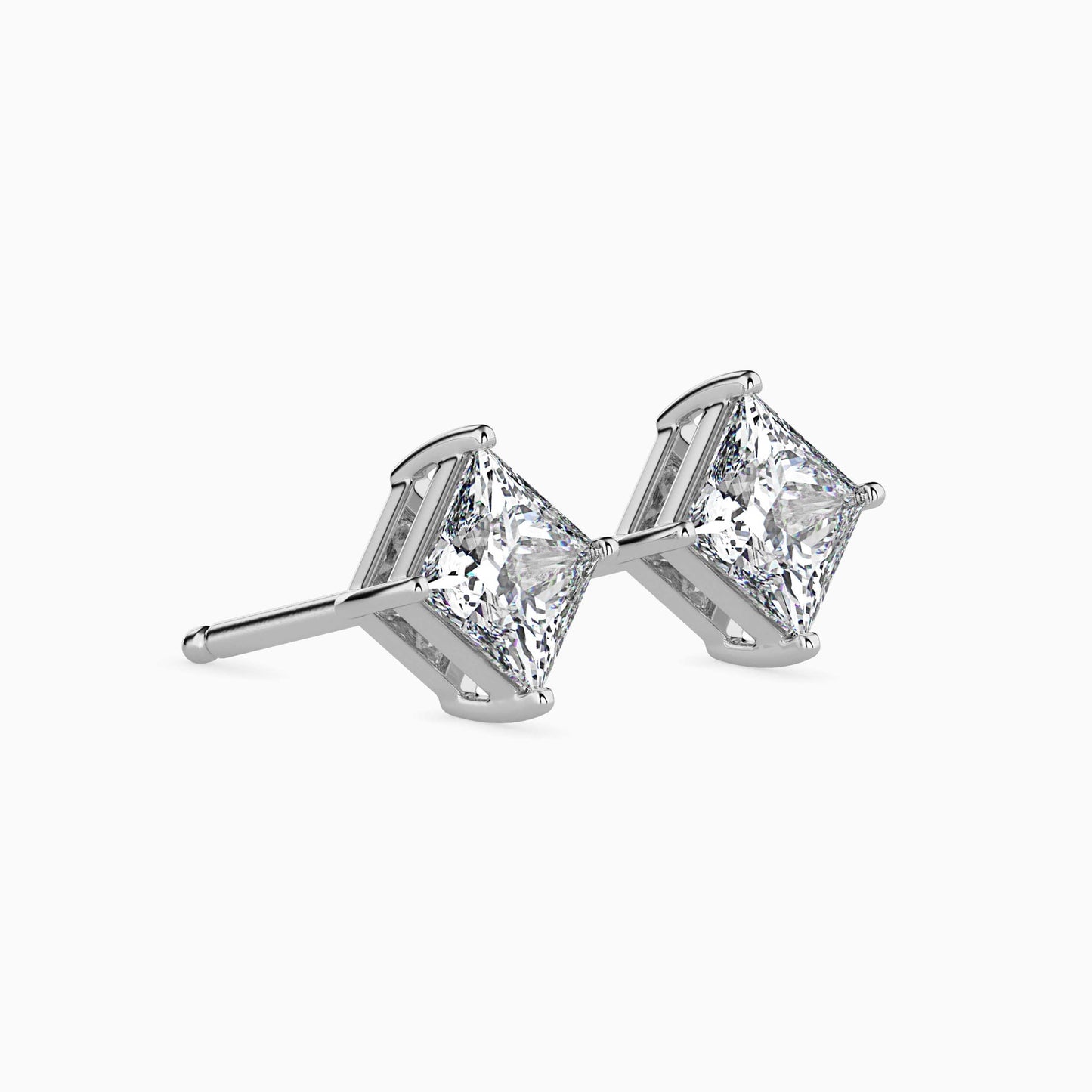 1 Carat Princess Solitaire Studs