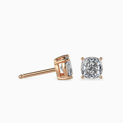 1 Carat Cushion Solitaire Studs