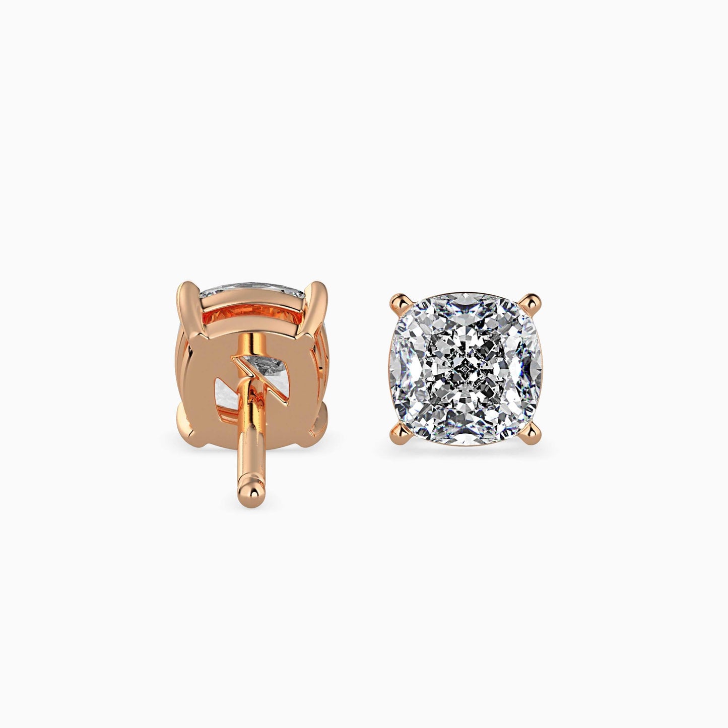 1 Carat Cushion Solitaire Studs