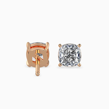 1 Carat Cushion Solitaire Studs