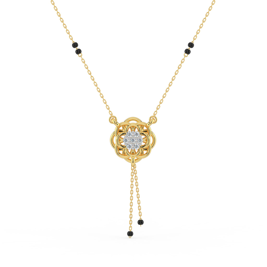 Floral Woven Lab Diamond Mangalsutra
