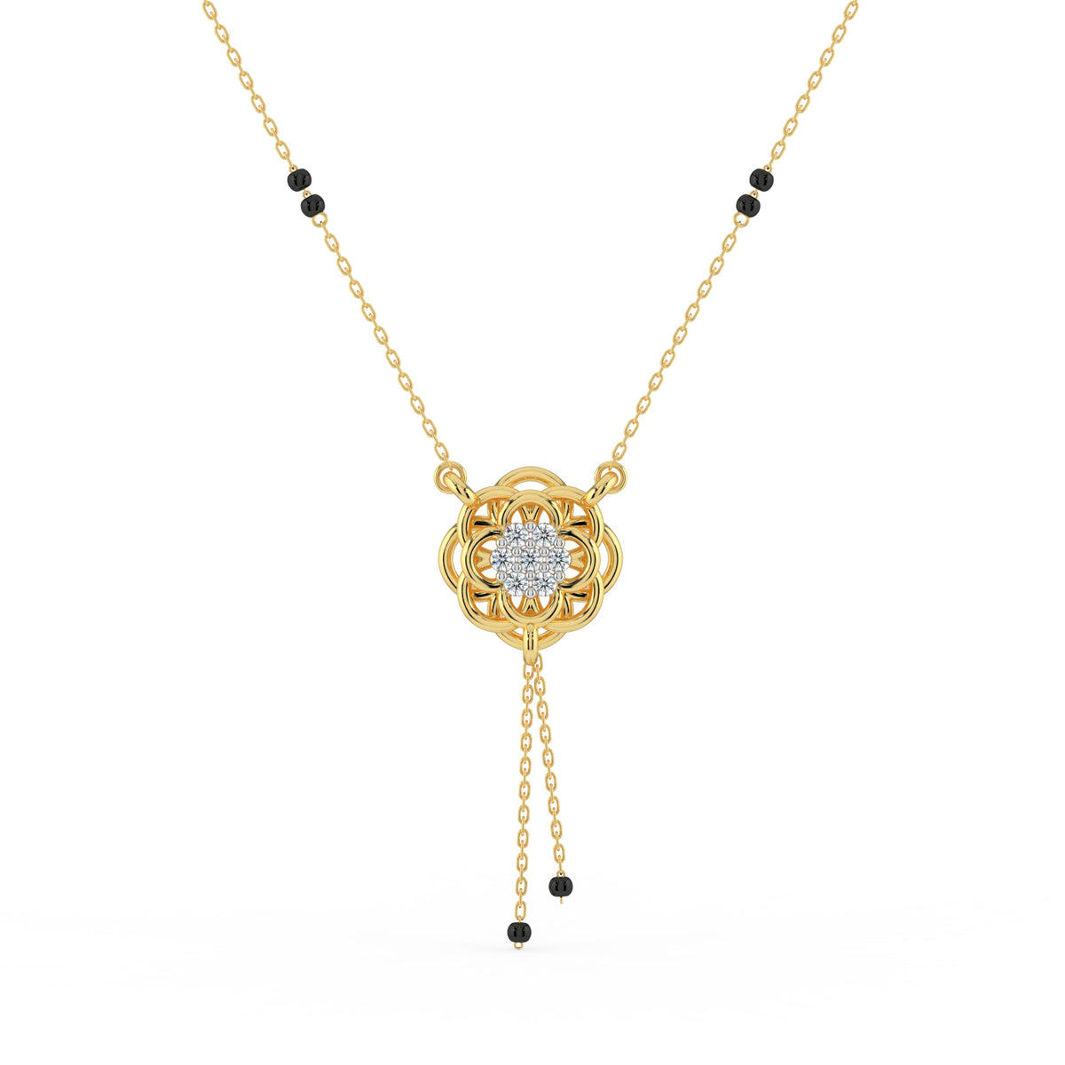 Floral Woven Lab Diamond Mangalsutra