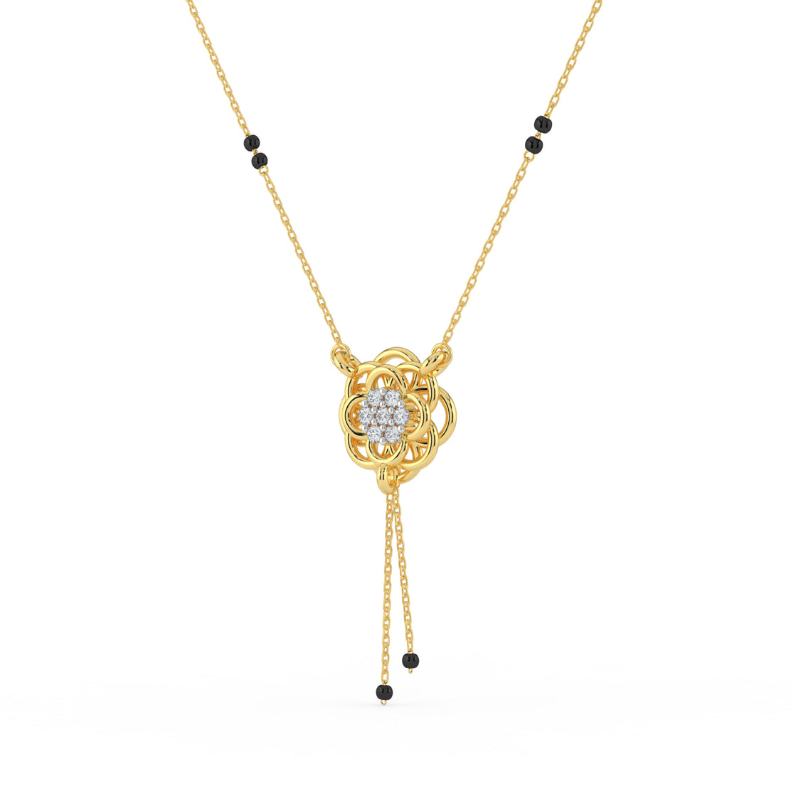 Floral Woven Lab Diamond Mangalsutra