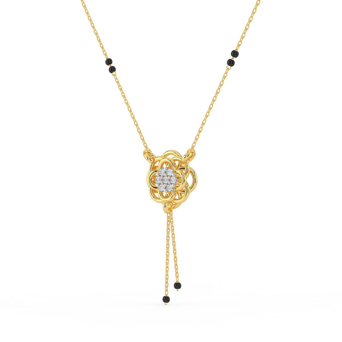 Floral Woven Lab Diamond Mangalsutra
