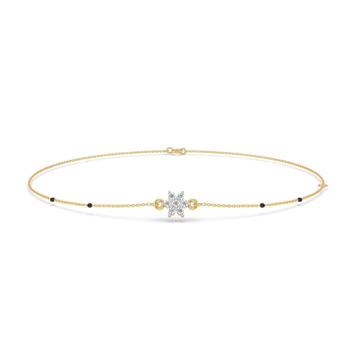 Delicate Floral Lab Diamond Mangalsutra Bracelet