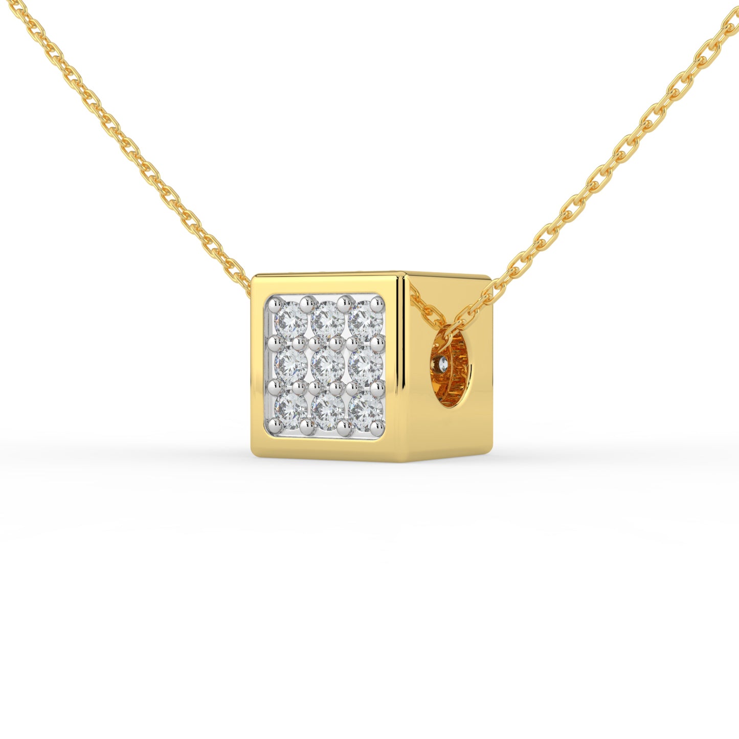 Lucky Cube Lab Diamond Pendant (With Chain)