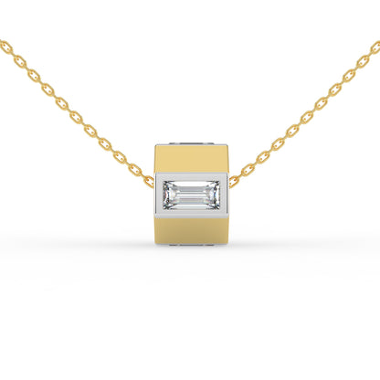 Baguette Lab Diamond Barrel Pendant (With Chain)