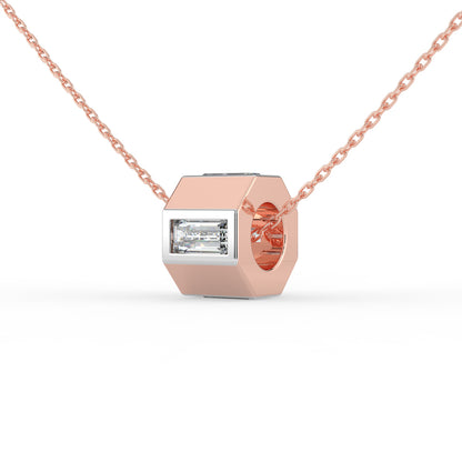Baguette Lab Diamond Barrel Pendant (With Chain)