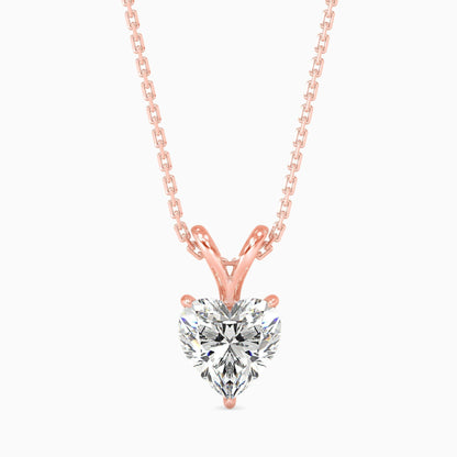 25 Cent Heart Solitaire Pendant (With Chain)