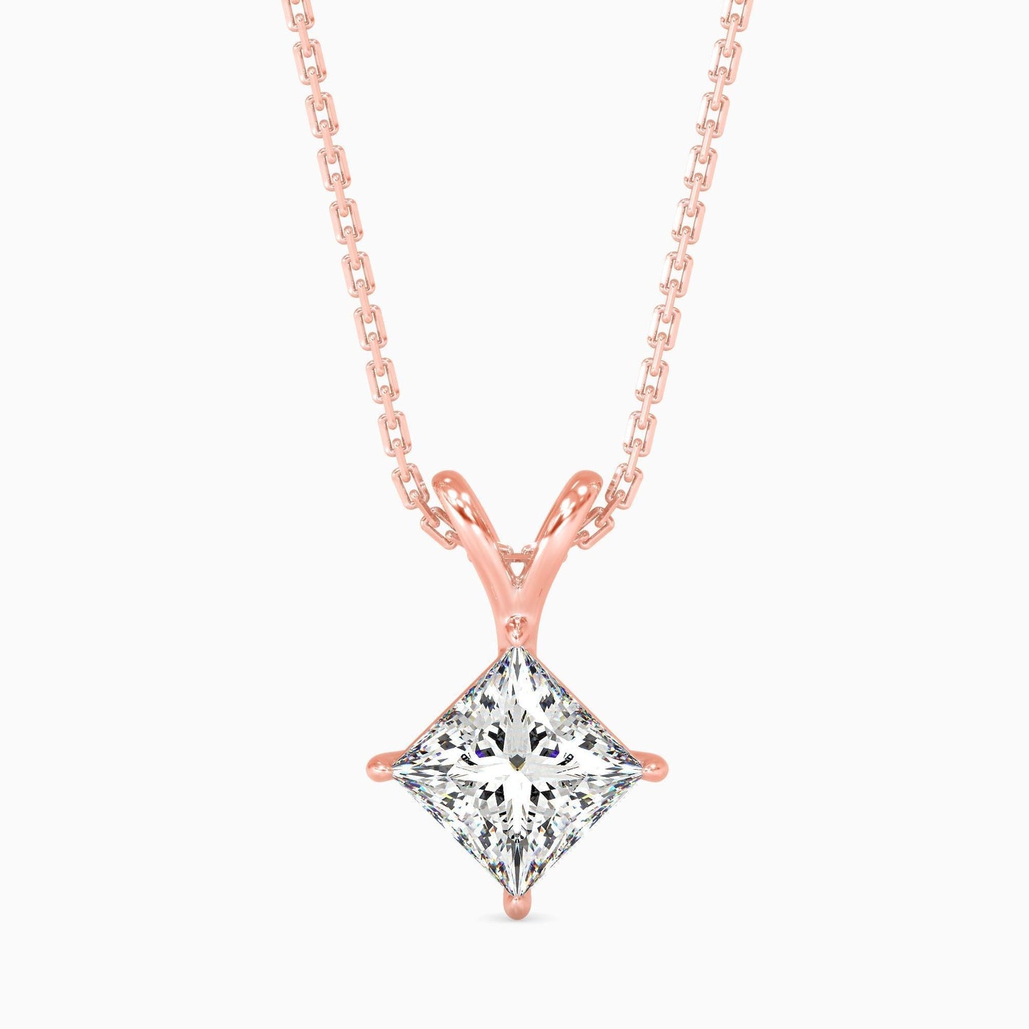 25 Cent Princess Solitaire Pendant (With Chain)