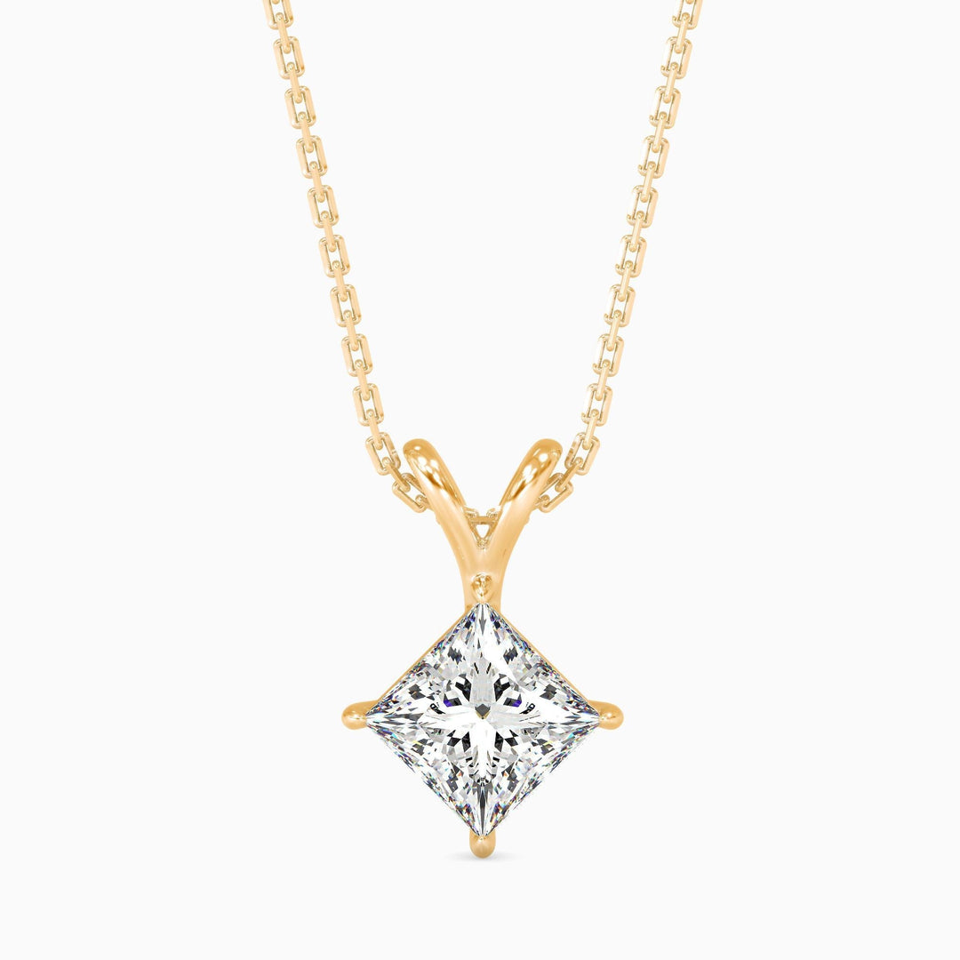 25 Cent Princess Solitaire Pendant (With Chain)