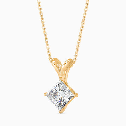 25 Cent Princess Solitaire Pendant (With Chain)