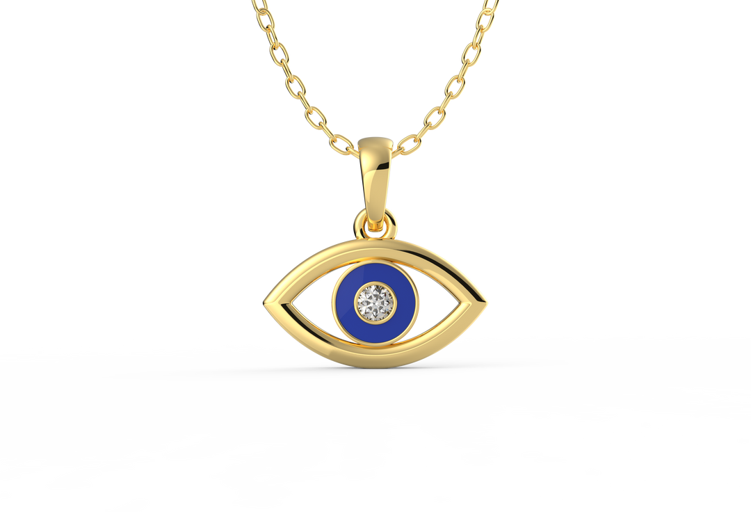 Classic Evil Eye Lab Diamond Pendant (With Chain)
