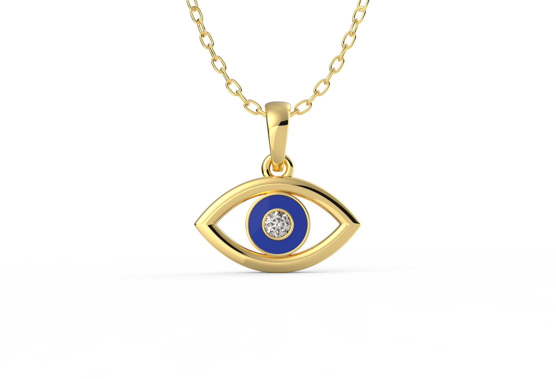 Classic Evil Eye Lab Diamond Pendant (With Chain)