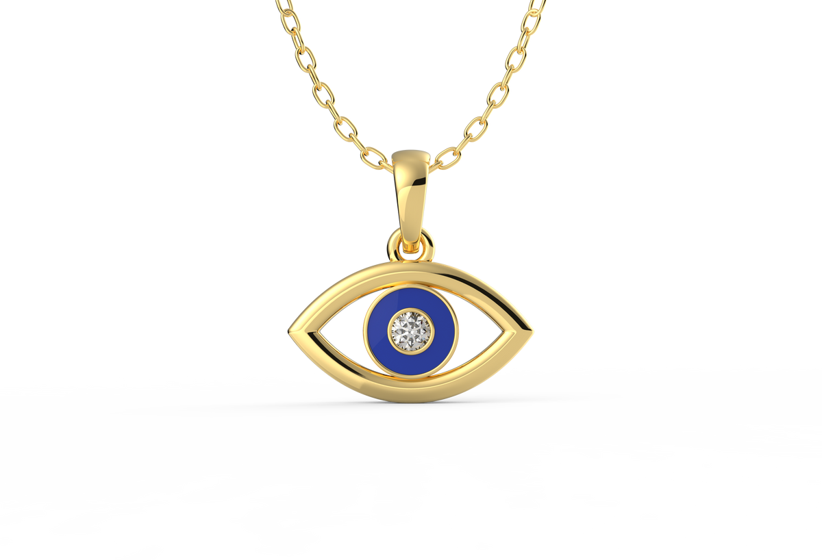 Classic Evil Eye Lab Diamond Pendant (With Chain)