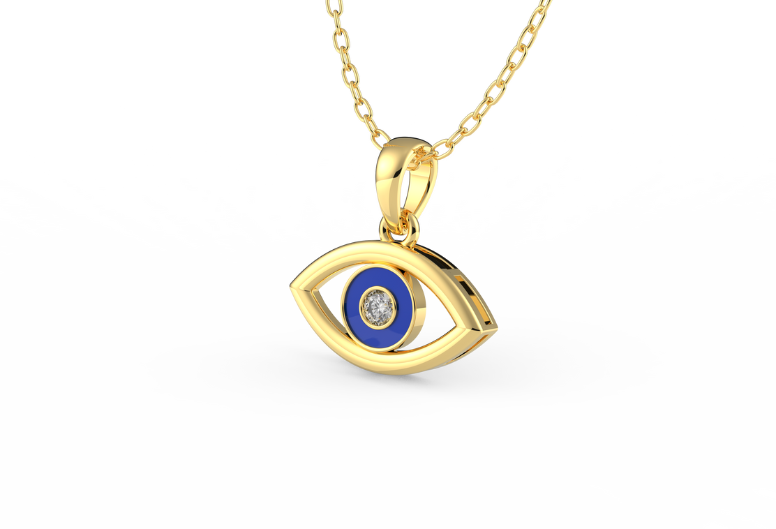 Classic Evil Eye Lab Diamond Pendant (With Chain)