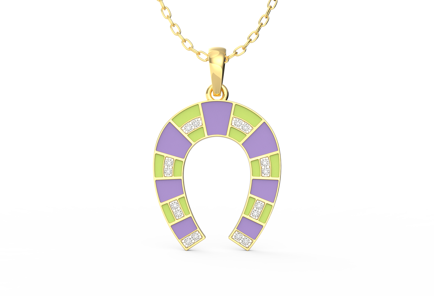 Whimsical Horseshoe Enamel Necklace