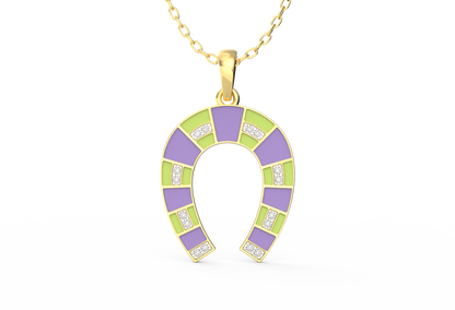 Whimsical Horseshoe Enamel Necklace