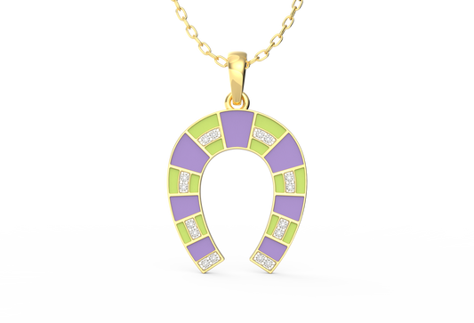 Whimsical Horseshoe Enamel Necklace