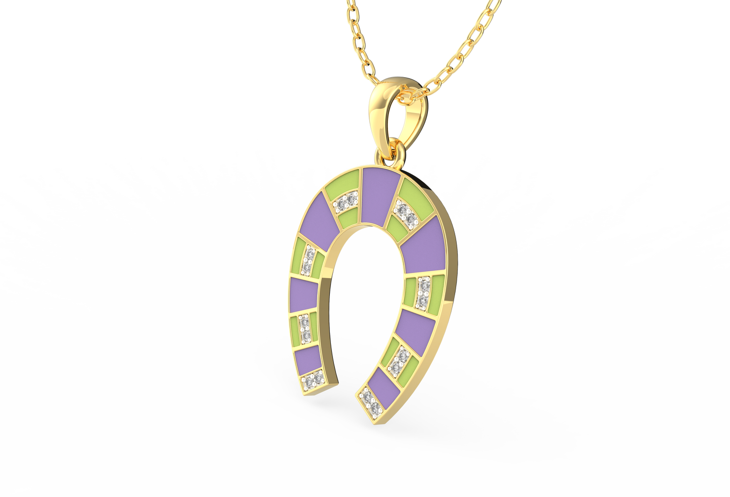 Whimsical Horseshoe Enamel Necklace