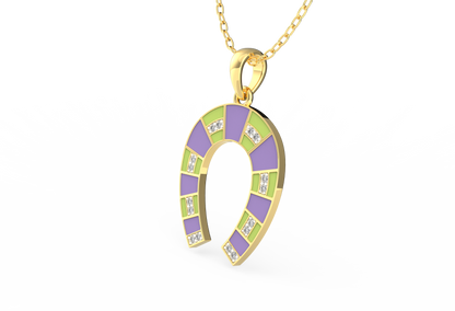 Whimsical Horseshoe Enamel Necklace