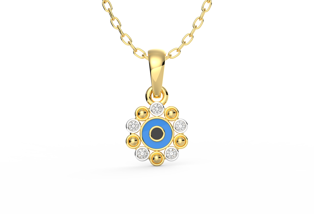 Halo Evil Eye Lab Diamond Pendant (With Chain)