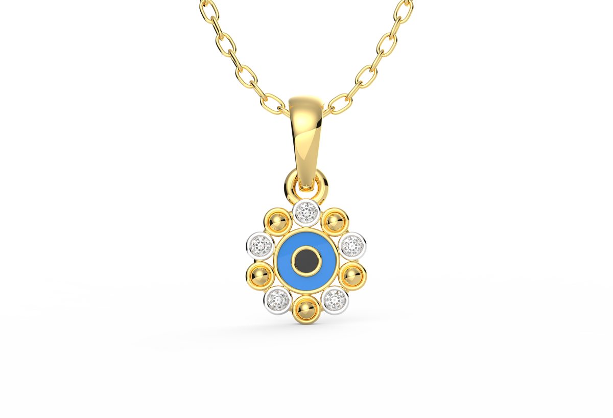 Halo Evil Eye Lab Diamond Pendant (With Chain)