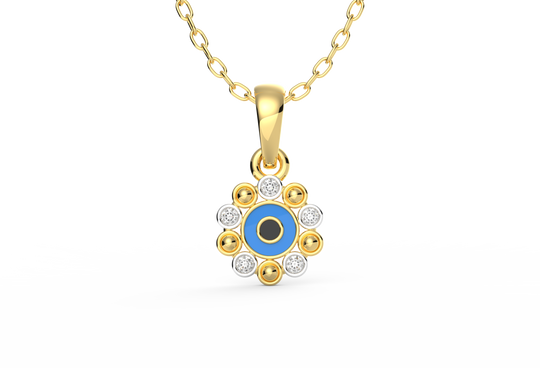 Halo Evil Eye Lab Diamond Pendant (With Chain)