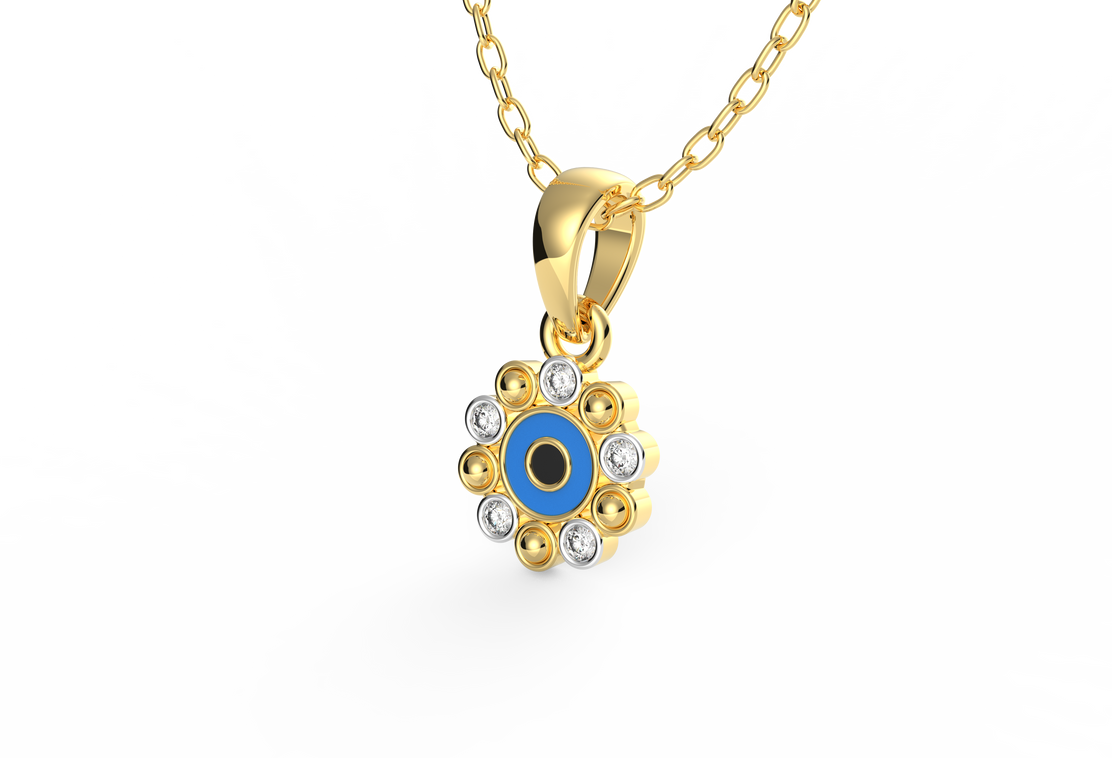 Halo Evil Eye Lab Diamond Pendant (With Chain)