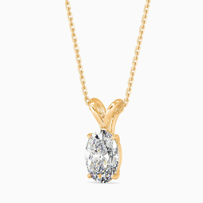50 Cent Oval Solitaire Pendant (With Chain)