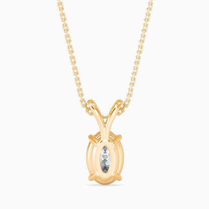 50 Cent Oval Solitaire Pendant (With Chain)