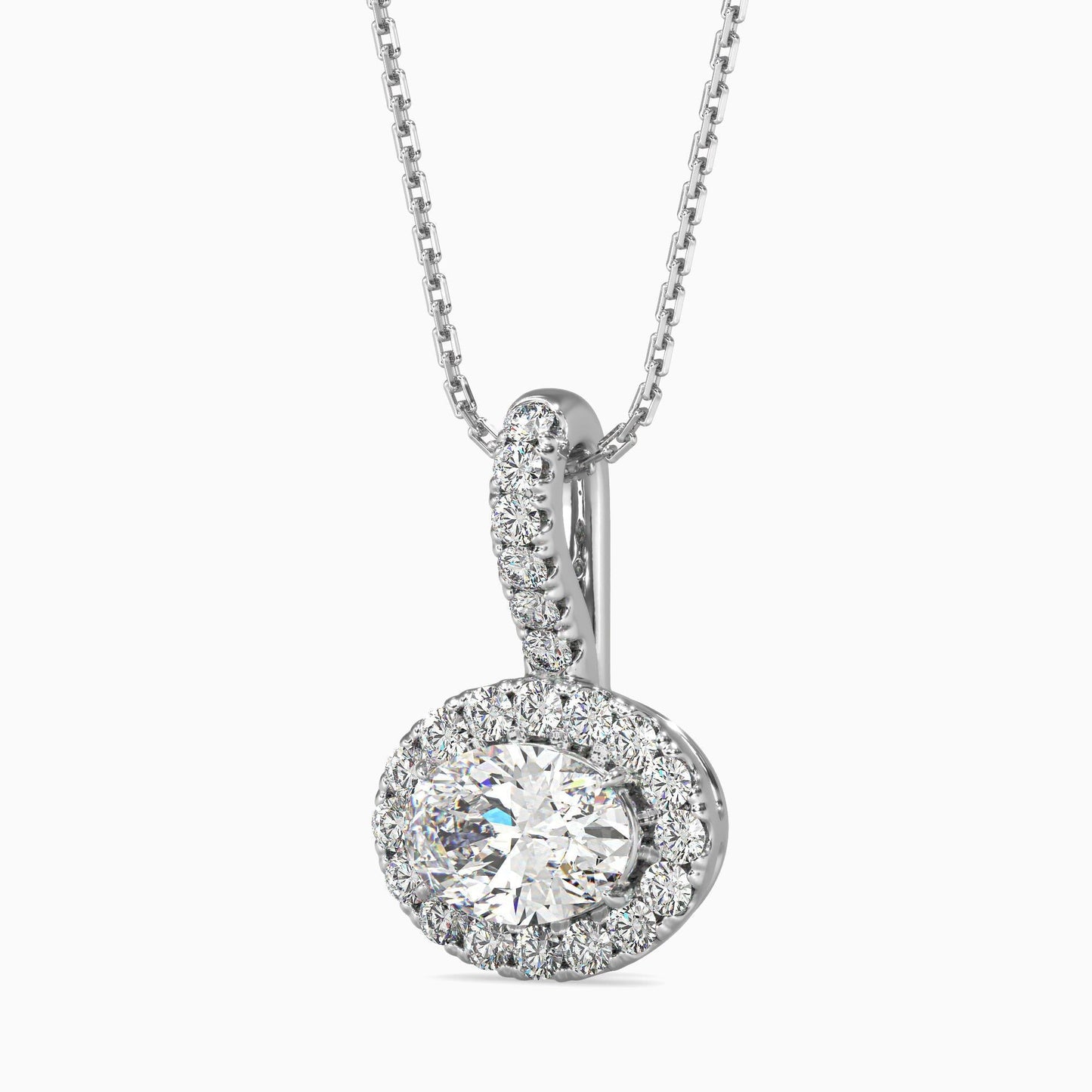 25 Cent Oval Solitaire Pendant with Halo