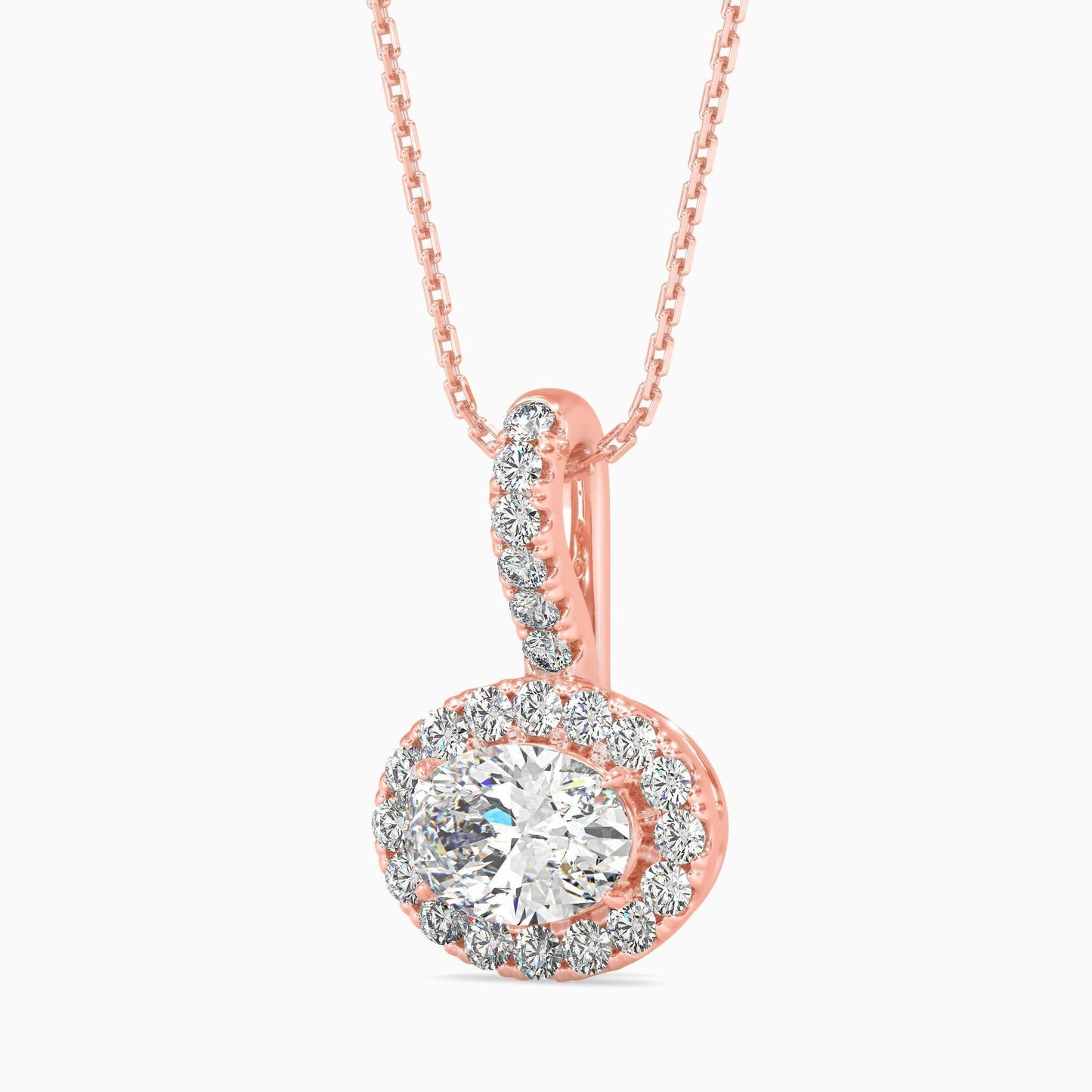 25 Cent Oval Solitaire Pendant with Halo