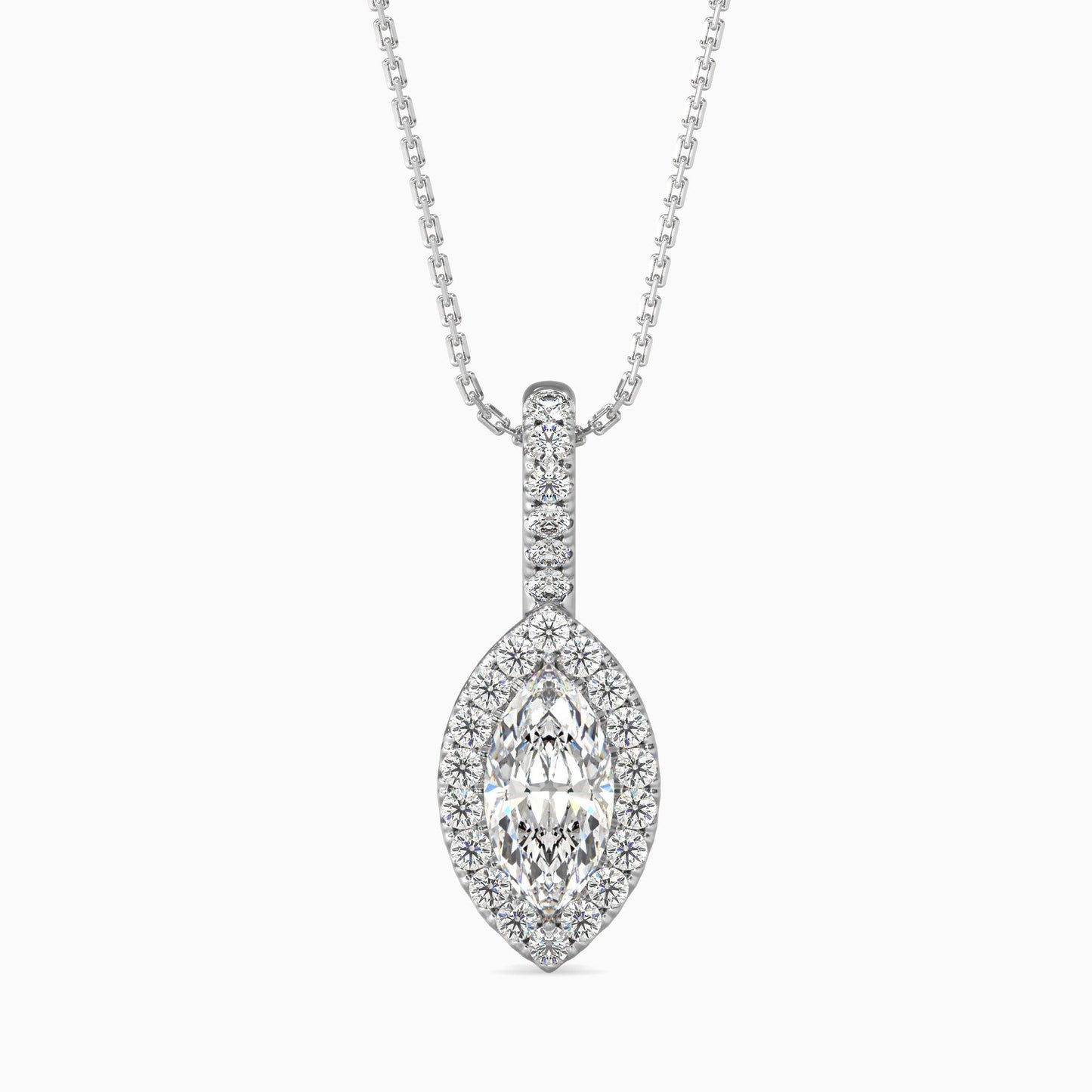 25 Cent Marquise Solitaire Pendant with Halo