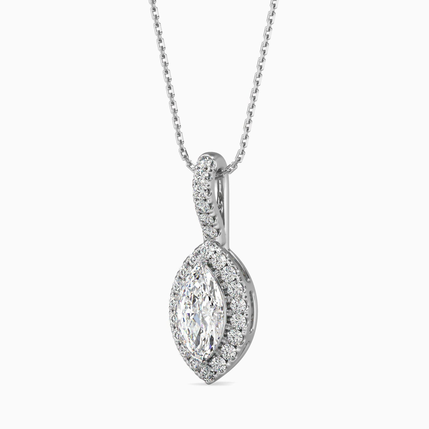 25 Cent Marquise Solitaire Pendant with Halo