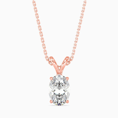25 Cent Oval Solitaire Pendant (With Chain)