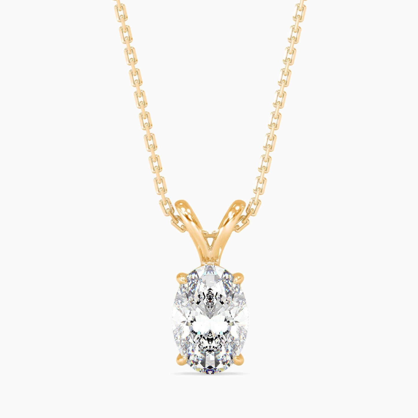 25 Cent Oval Solitaire Pendant (With Chain)