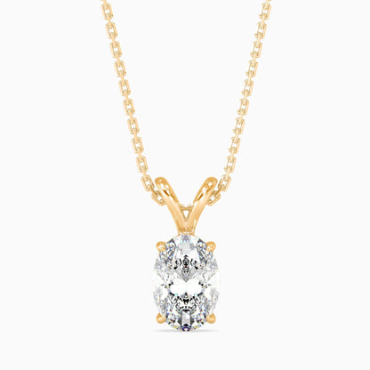 25 Cent Oval Solitaire Pendant (With Chain)