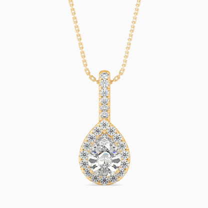 25 Cent Pear Solitaire Pendant with Halo (With Chain)