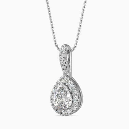 25 Cent Pear Solitaire Pendant with Halo