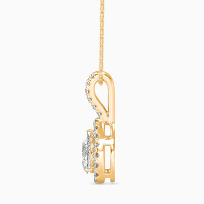 25 Cent Pear Solitaire Pendant with Halo (With Chain)
