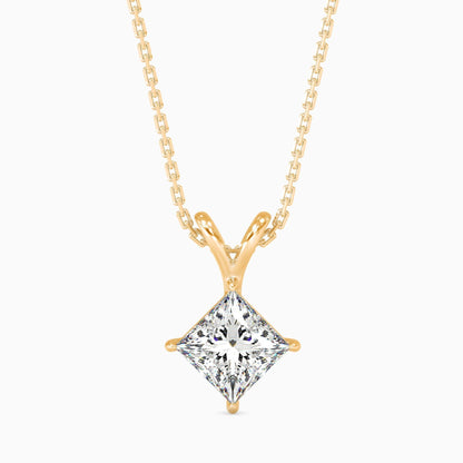 50 Cent Princess Solitaire Pendant (With Chain)